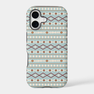 Aztec Shapes Pattern Rusts Cream Teal-Blue