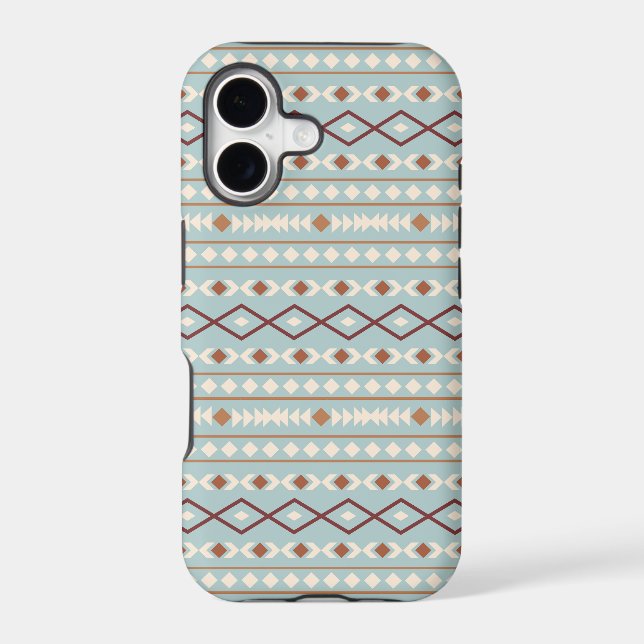 Aztec Shapes Pattern Rusts Cream Teal-Blue (Back)