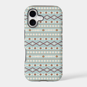 Aztec Shapes Pattern Rusts Cream Teal-Blue