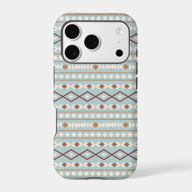 Aztec Shapes Pattern Rusts Cream Teal-Blue (Back)