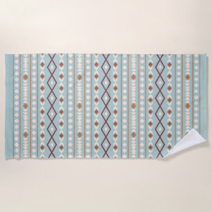 Aztec Shapes Pattern Rusts Cream Teal-Blue Beach Towel