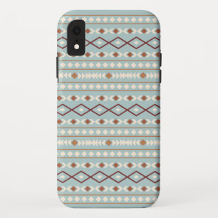 Aztec Shapes Pattern Rusts Cream Teal-Blue iPhone XR Case