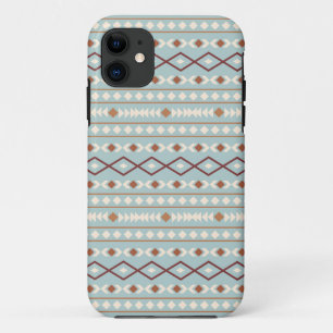 Aztec Shapes Pattern Rusts Cream Teal-Blue iPhone 11 Case