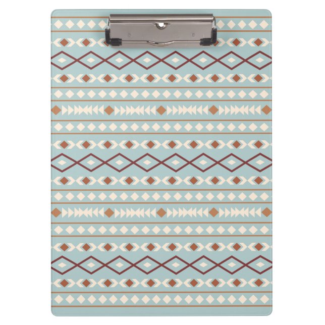 Aztec Shapes Pattern Rusts Cream Teal-Blue Clipboard (Front)