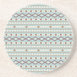Aztec Shapes Pattern Rusts Cream Teal-Blue Coaster