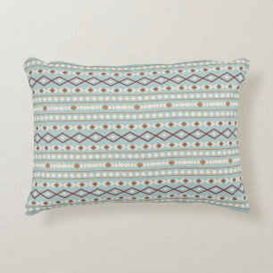 Aztec Shapes Pattern Rusts Cream Teal-Blue Decorative Cushion