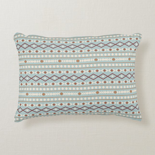 Aztec Shapes Pattern Rusts Cream Teal-Blue Decorative Cushion (Front)