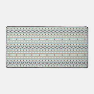 Aztec Shapes Pattern Rusts Cream Teal-Blue Desk Mat