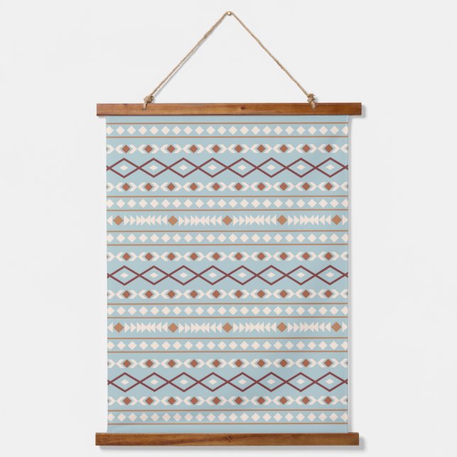 Aztec Shapes Pattern Rusts Cream Teal-Blue Hanging Tapestry (Front)