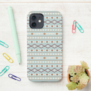Aztec Shapes Pattern Rusts Cream Teal-Blue iPhone 12 Case