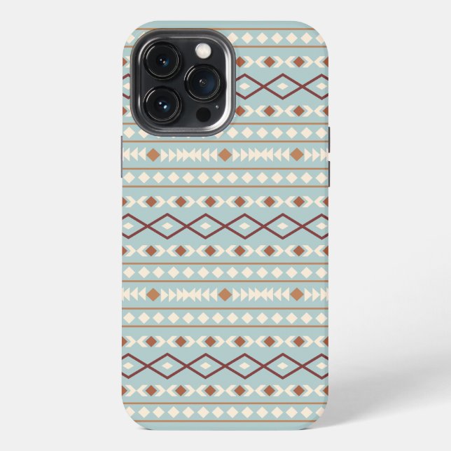 Aztec Shapes Pattern Rusts Cream Teal-Blue iPhone Case (Back)