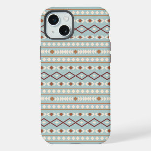 Aztec Shapes Pattern Rusts Cream Teal-Blue iPhone 15 Plus Case
