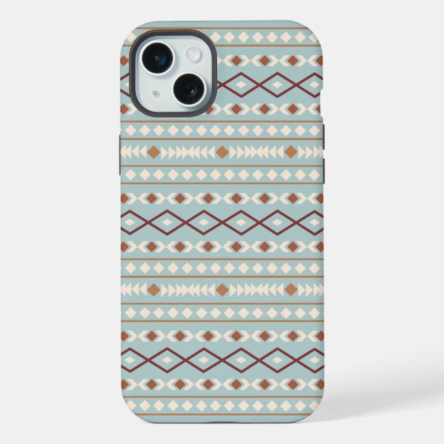 Aztec Shapes Pattern Rusts Cream Teal-Blue iPhone Case (Back)