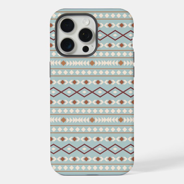 Aztec Shapes Pattern Rusts Cream Teal-Blue iPhone Case (Back)