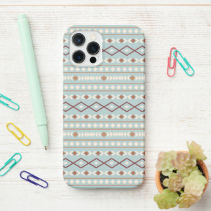 Aztec Shapes Pattern Rusts Cream Teal-Blue iPhone 12 Pro Case