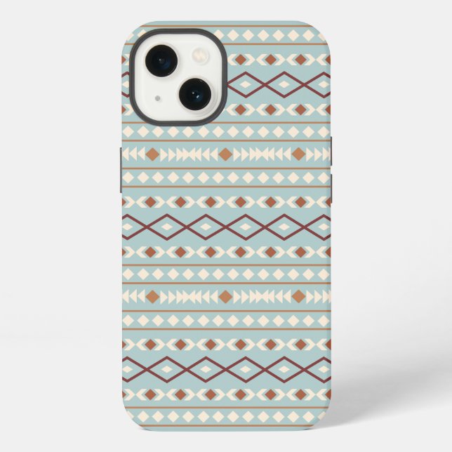 Aztec Shapes Pattern Rusts Cream Teal-Blue iPhone Case (Back)