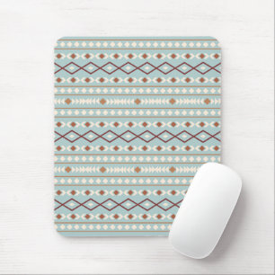 Aztec Shapes Pattern Rusts Cream Teal-Blue Mouse Mat