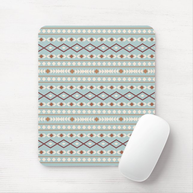 Aztec Shapes Pattern Rusts Cream Teal-Blue Mouse Mat (With Mouse)