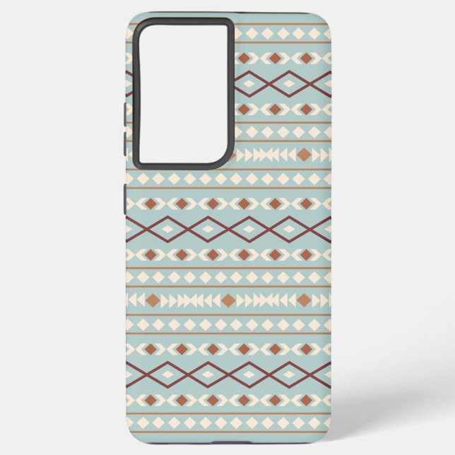 Aztec Shapes Pattern Rusts Cream Teal-Blue Samsung Galaxy S21+ Case (Back)