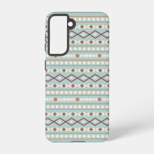 Aztec Shapes Pattern Rusts Cream Teal-Blue Samsung Galaxy Case