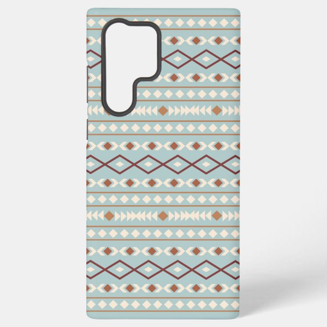 Aztec Shapes Pattern Rusts Cream Teal-Blue Samsung Galaxy S22 Ultra Case (Back)