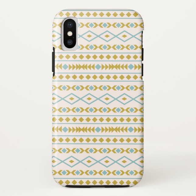 Aztec Shapes Pattern Teal Gold Cream Case-Mate iPhone Case (Back)