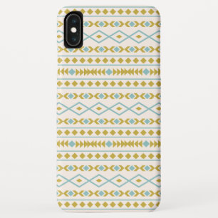 Aztec Shapes Pattern Teal Gold Cream iPhone XS Max Case