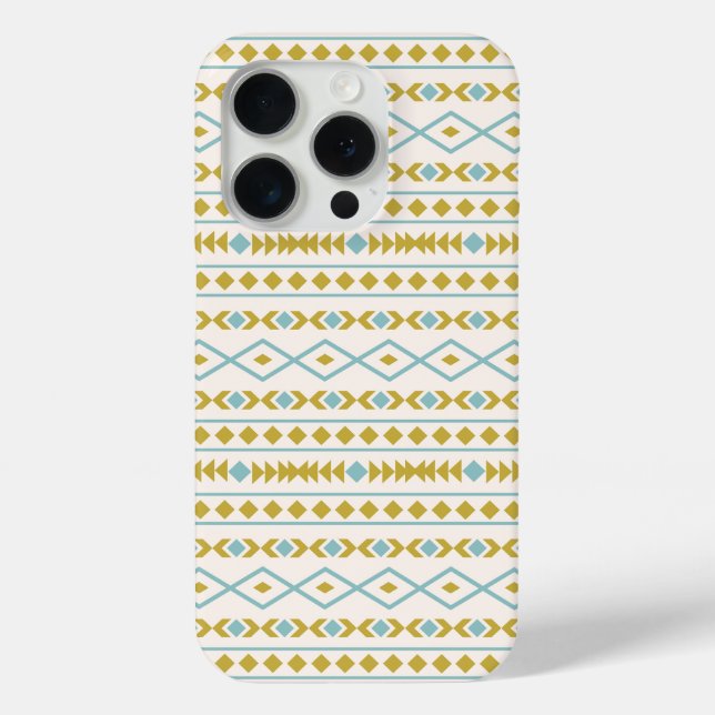 Aztec Shapes Pattern Teal Gold Cream Case-Mate iPhone Case (Back)