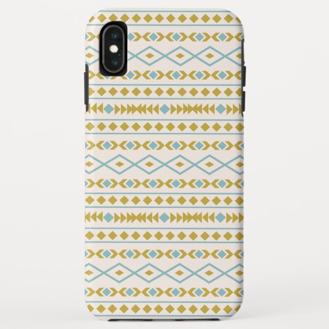 Aztec Shapes Pattern Teal Gold Cream Case-Mate iPhone Case (Back)