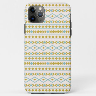 Aztec Shapes Pattern Teal Gold Cream iPhone 11 Pro Max Case