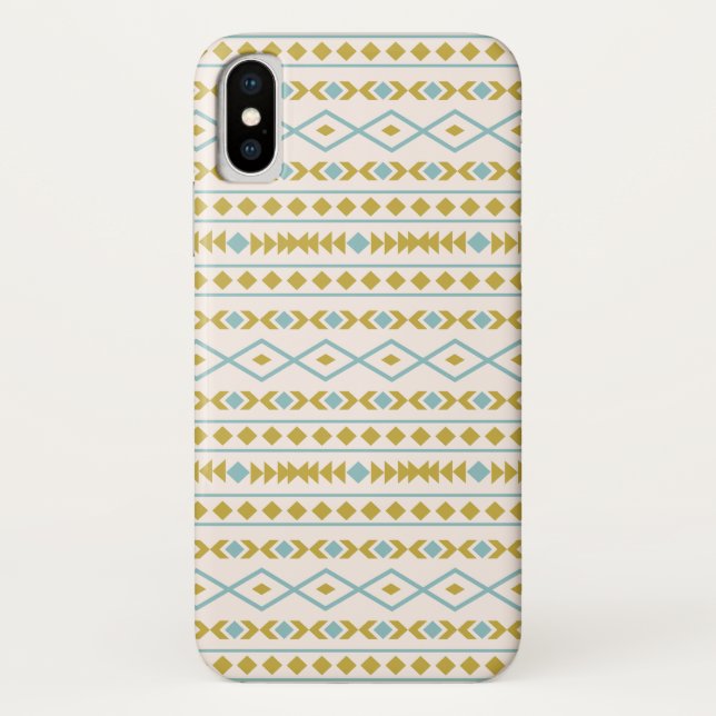 Aztec Shapes Pattern Teal Gold Cream Case-Mate iPhone Case (Back)