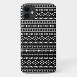Aztec Shapes Pattern White Grey Black iPhone 11 Case
