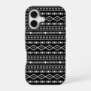 Aztec Shapes Pattern White Grey Black iPhone 16 Case