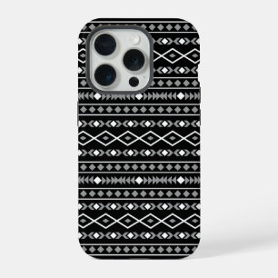 Aztec Shapes Pattern White Grey Black iPhone 15 Pro Case