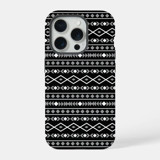 Aztec Shapes Pattern White Grey Black iPhone Case (Back)