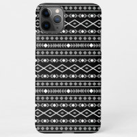 Aztec Shapes Pattern White Grey Black