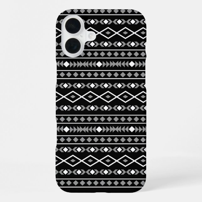 Aztec Shapes Pattern White Grey Black iPhone Case (Back)