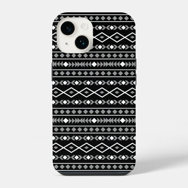 Aztec Shapes Pattern White Grey Black iPhone Case (Back)