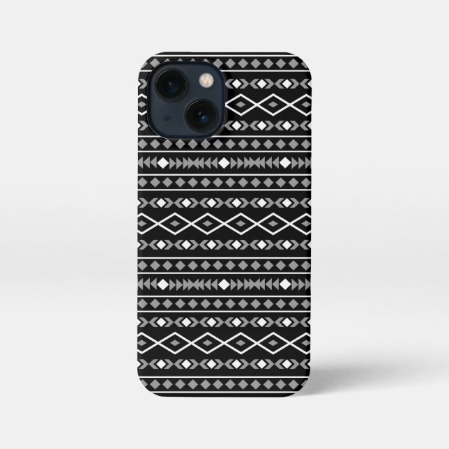Aztec Shapes Pattern White Grey Black iPhone Case (Back)