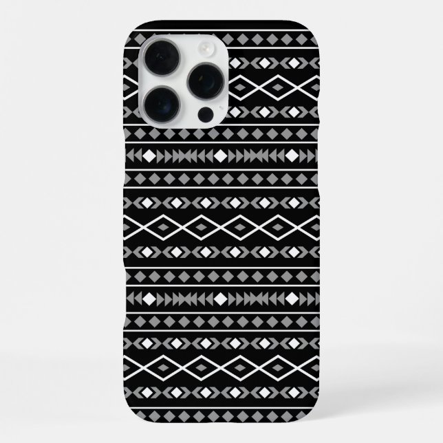 Aztec Shapes Pattern White Grey Black iPhone Case (Back)
