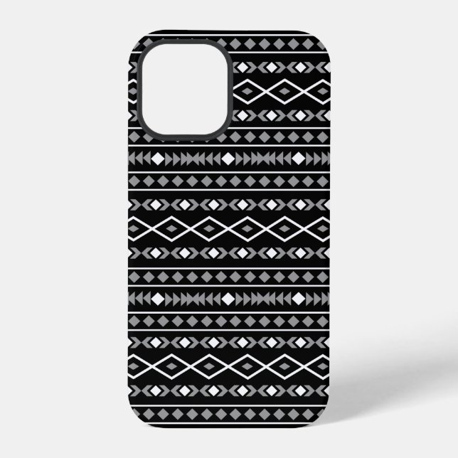 Aztec Shapes Pattern White Grey Black iPhone Case (Back)