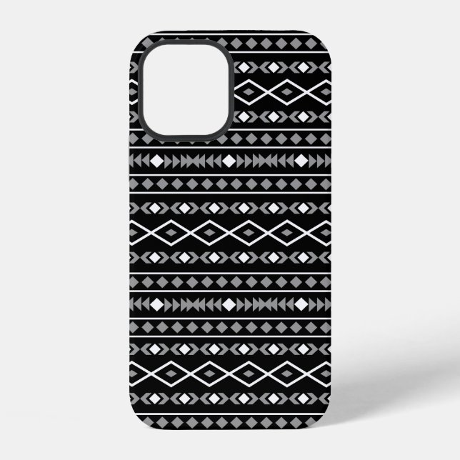 Aztec Shapes Pattern White Grey Black iPhone Case (Back)