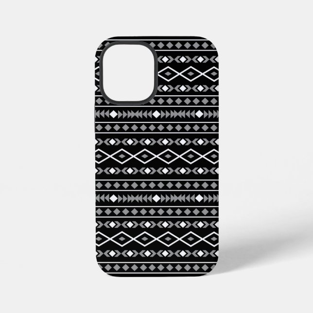 Aztec Shapes Pattern White Grey Black iPhone Case (Back)
