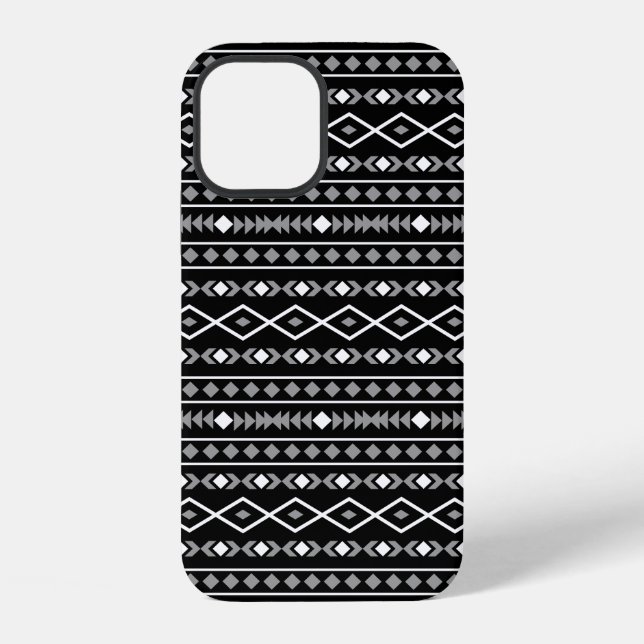 Aztec Shapes Pattern White Grey Black iPhone Case (Back)