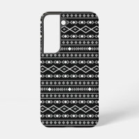 Aztec Shapes Pattern White Grey Black