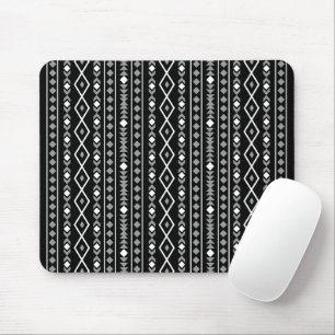 Aztec Shapes V Pattern Grey White Black Mouse Mat