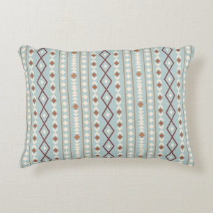 Aztec Shapes V Pattern Rusts Cream Teal-Blue Decorative Cushion