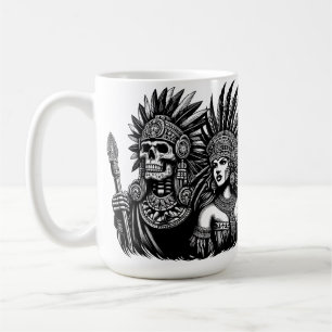 Aztec Skeleton Warrior with Princess woman art Coffee Mug