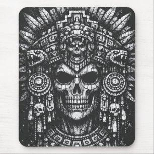 Aztec Skull Headdress by BurnsInHell Mouse Mat