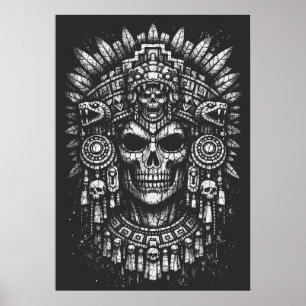 Aztec Skull Headdress by BurnsInHell Poster